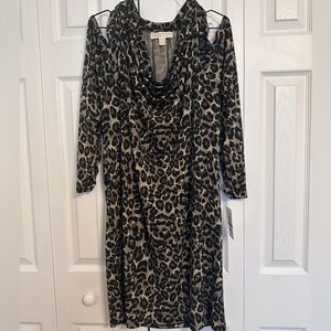 Michael Kors Leopard Print Long Sleeve Dress